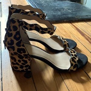 Animal print open toe heels - size 10